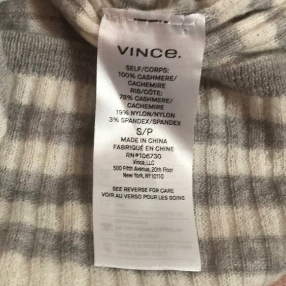 Vince. NWT Striped Short Sleeve Cashmere Blend Knit Top Size Small - Picture 6 of 6